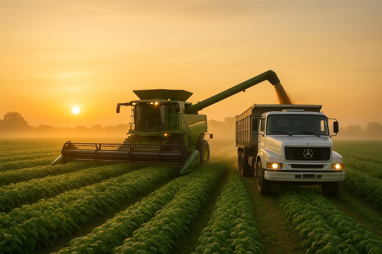 Campo agrícola ao entardecer